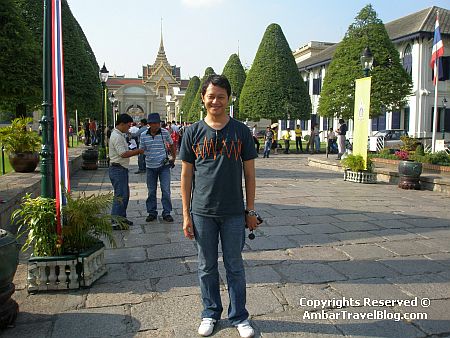 Ambar standing outside Bangkok Palace